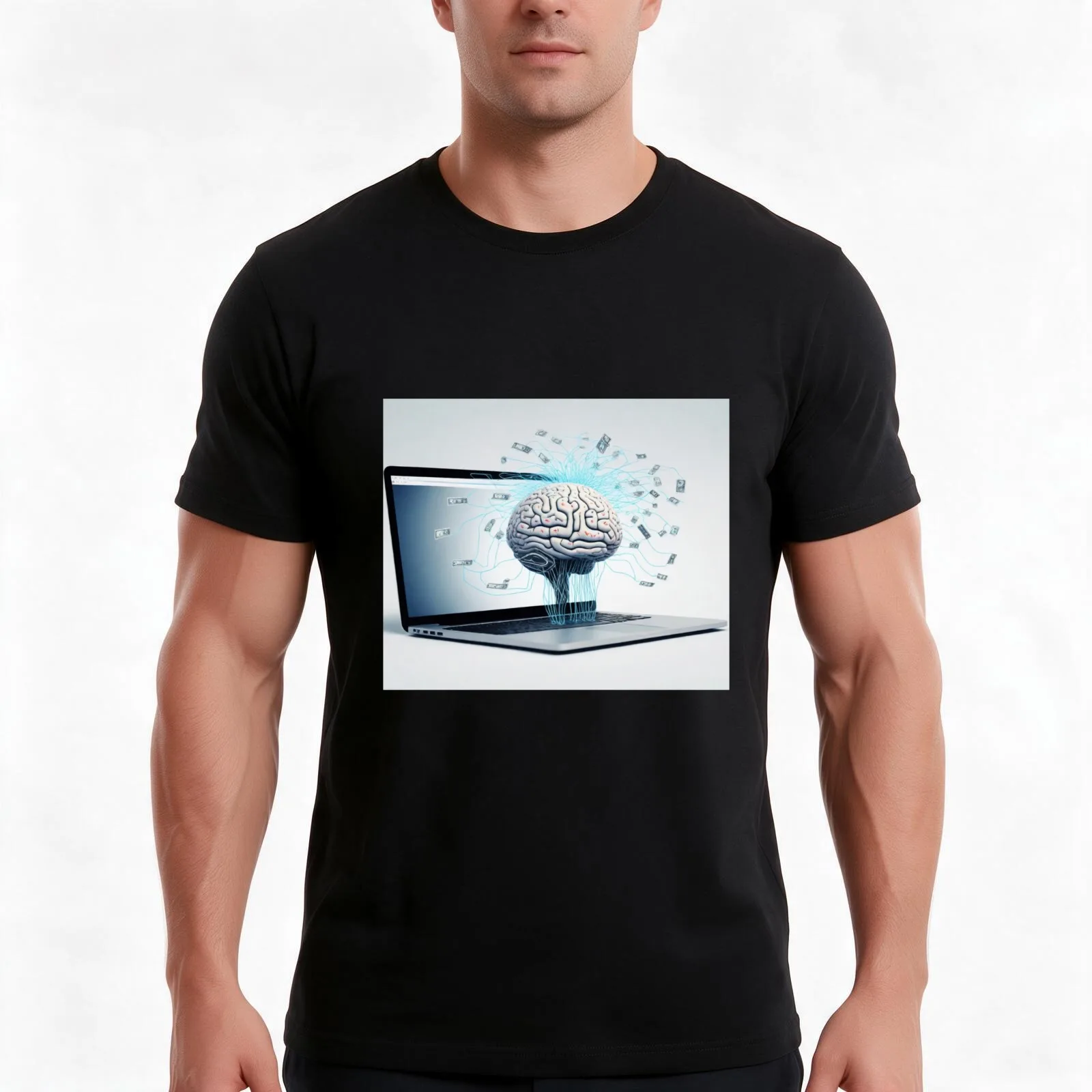 Harmony of the Future: A Vision of Joint Evolution of AI and Humanity T-Shirt, Summer Casual Cotton Tee, Vintage Graphic Print
