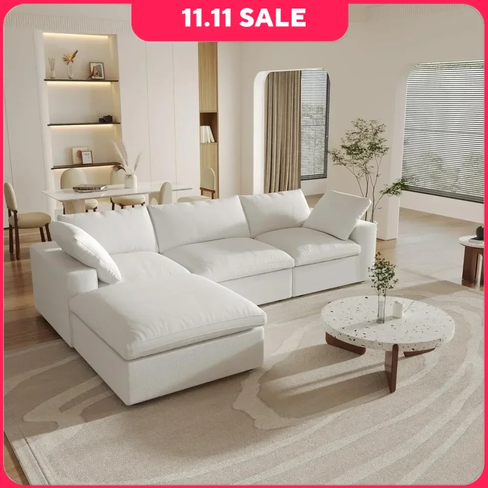 

Modular Sectional Sofa,120.45" Down Filled L Shaped Sofa Couch with Storage Ottoman,Minimalist Wide Deep Seat Couches