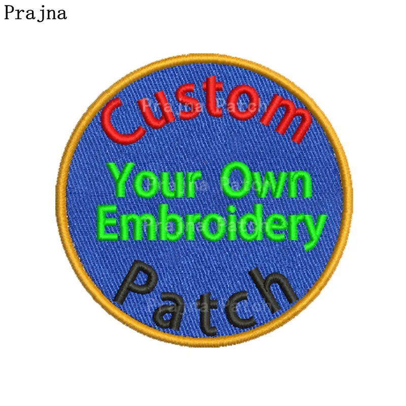 Prajna aangepaste borduurpatch opstrijkbare patch kleding thermoadhesieve patches ontwerp voor persoon bedrijf team logo patches DIY