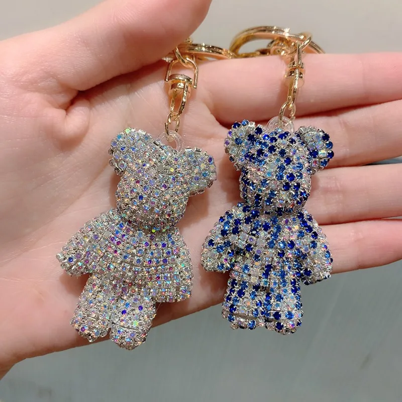 Hochwertiger Schlüsselanhänger mit Kunstdiamanten in Tierform, Autoschlüsselbox-Anhänger, Ausgefallener Kunstdiamant-Bären-Schlüsselanhänger, Taschenanhänger – Detail 8