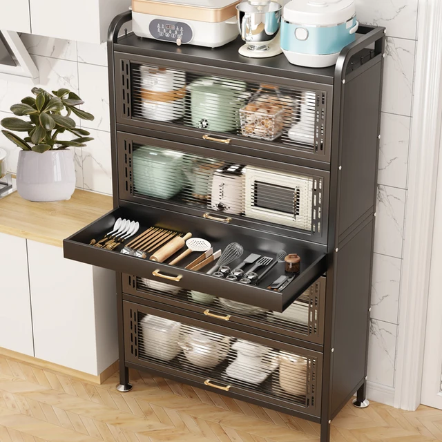 Floor Standing Kitchen Storage Cabinet with Door Gap Storage Cabinet Multi Function Cabinet Pot Appliance Locker
