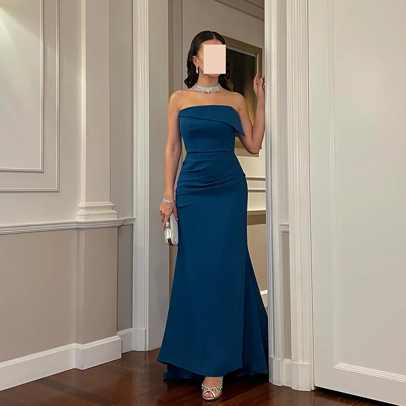 

Thinyfull Saudi Arabia Mermaid Prom Evening Dresses Simple Sleeveless Night Party Dress Long Satin Cocktail Prom Gown Customized