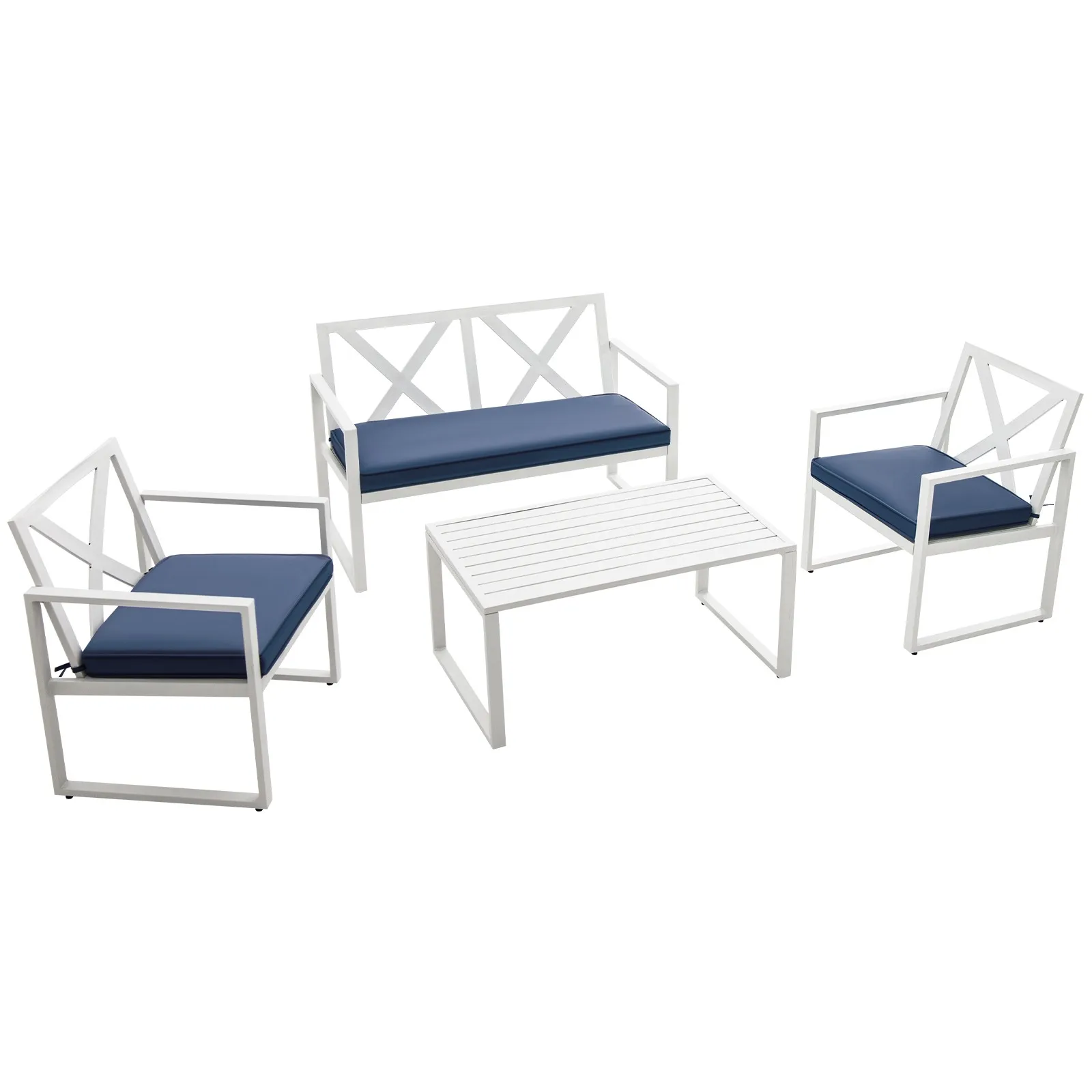 

4PCS Conversation Furniture Set Armrest Cushioned Loveseat Sofas Garden