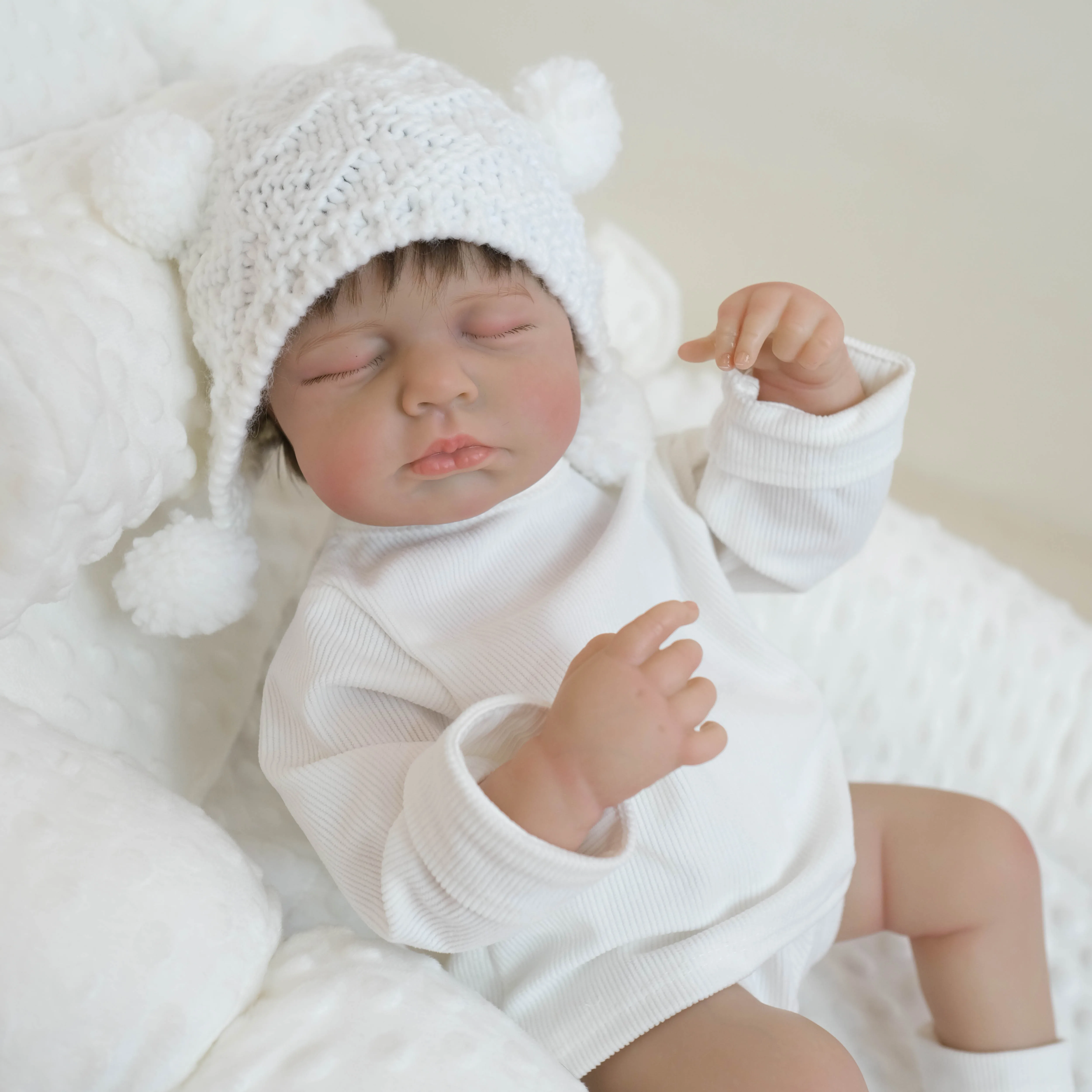 قطعة واحدة - دمية أطفال لطيفة مقاس 19 بوصة، دمية أطفال حديثي الولادة من الفينيل الواقعي، هدية للعطلات، لوحة جسم كاملة من الفينيل،