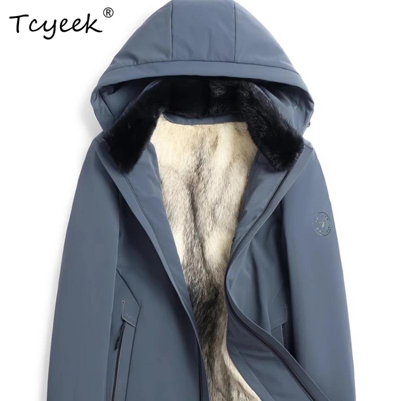 

Tcyeek Winter Faction Overcomes Men's Fur Integrated Inner Liner Haining Genuine Leather Fur Thickened Coyote Coat Hooded Jacket