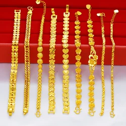 Plated Color 24K Real Gold 18K Bracelet Female Gold Plated Golden Pixiu Lucky Bead Doppel Herz Phoenix Tail Butterfly Bangle