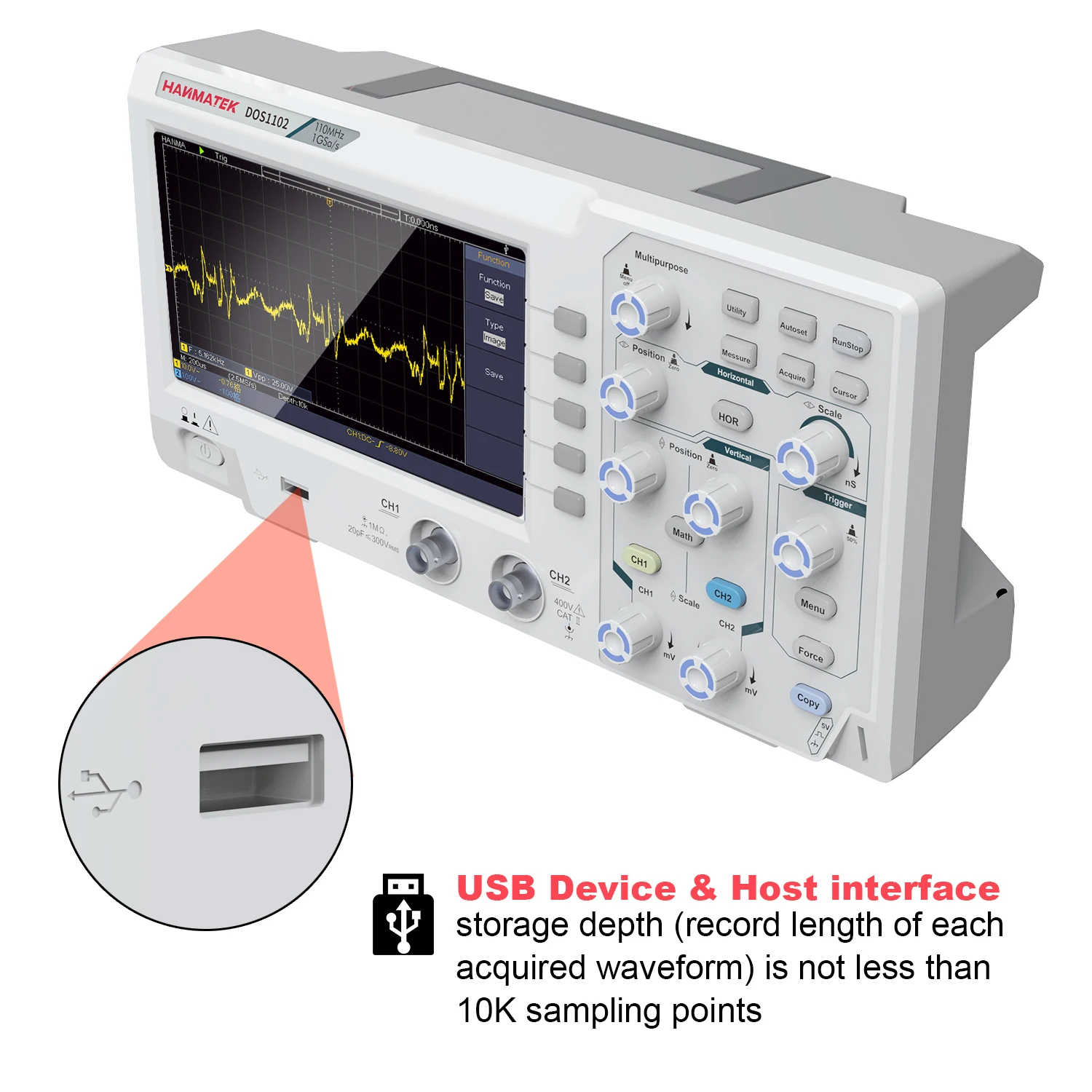 Hanmatek DOS1102 Digital Oscilloscope 2 Channel 100MHz Best Storage Oscilloscope Kit 1GSa/s Sampling Rate