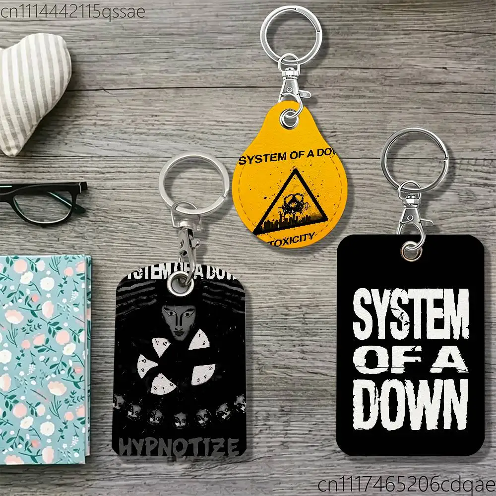 S-System Of A D-Down-SOAD Leather Keychain Card Holder For Airtag & Access Cards Modern Bus Pass