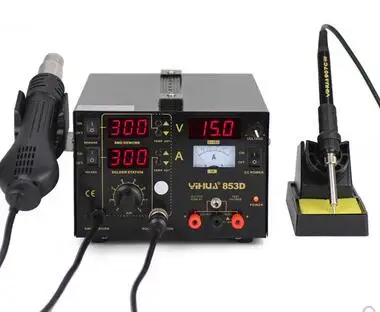 YH-853D  3 IN 1 Soldering Station+Hot Air Gun Rework Station Multifunction SMD/SMT Soldering Station And DC Power Supply