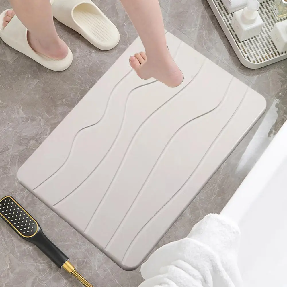 Textured Surface Bathroom Mat Quick-drying Diatom Mud Bathroom Floor Mat with Anti-slip Bottom for Easy Entry Rug Shower Carpet