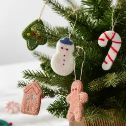 Wool Felt Christmas Pendant Felt Snowmen Gingerbread Man Xmas Tree Hanging Ornaments 2024 Xmas Navidad Party Decor