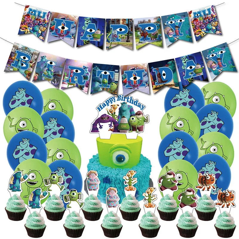 16PCS Disney Latex Balloon Set Cartoon Monsters University Big Eyes Home Party Decorations Children\'s Toys Birthday Gifts