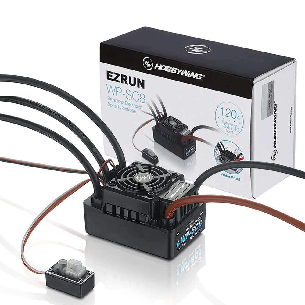 

Original Hobbywing EZRUN WP SC8 120A 2-4S Lipo Brushless Waterproof ESC Electric Speed Controller For 1/8 1/10 RC Short Course