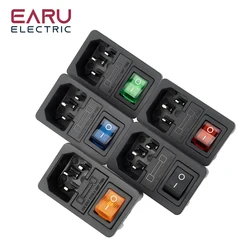 With 10A Fuse! Red Rocker Switch Fused IEC320 C14 Inlet Power Socket Fuse Switch Connector Plug Connector Red Green Blue Black