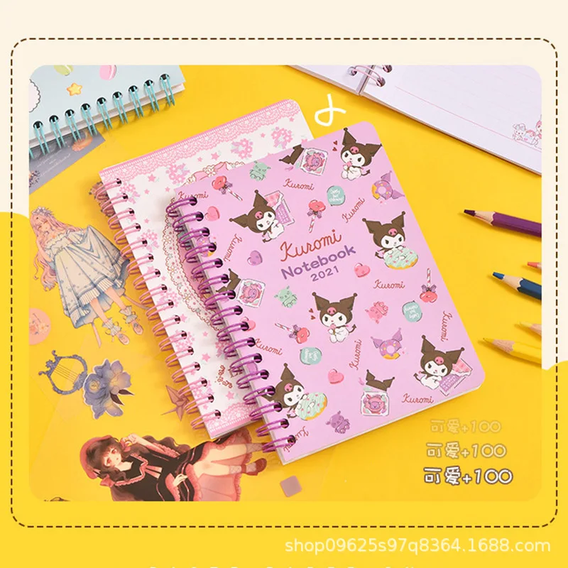 Stock Ins Style Creative Sanrio Series Cartoon Kuromi Hellokitty Coil Book Cute Girl Heart Notebook Waterproof And Oil Resistant