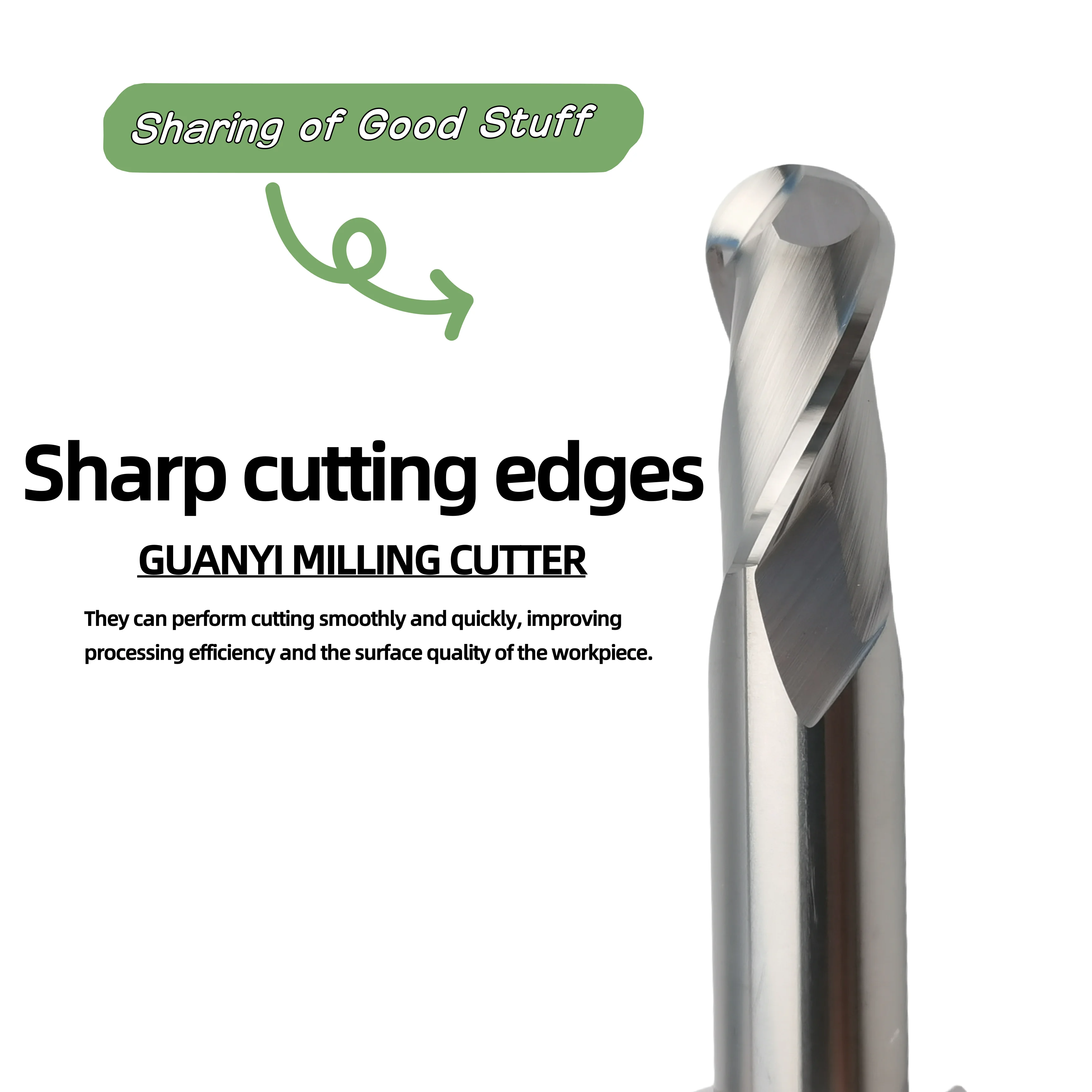 Tungsten Steel Carbide 2F Ball End Milling Cutter CNC Mechanical Machining End Mill High Precision Aluminum Milling Tools