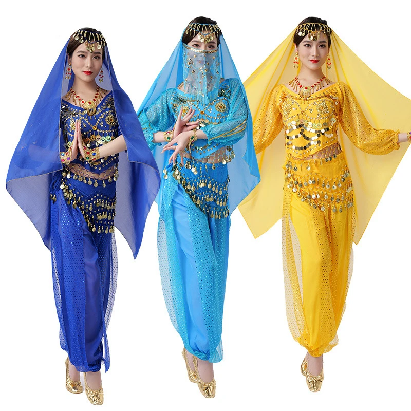 Frauen Indischer Tanz Set Kostüm Halloween Karneval Festival Arabische Prinzessin Cosplay Kostüme Ägypten Orientalisches Bauchtanz Outfit