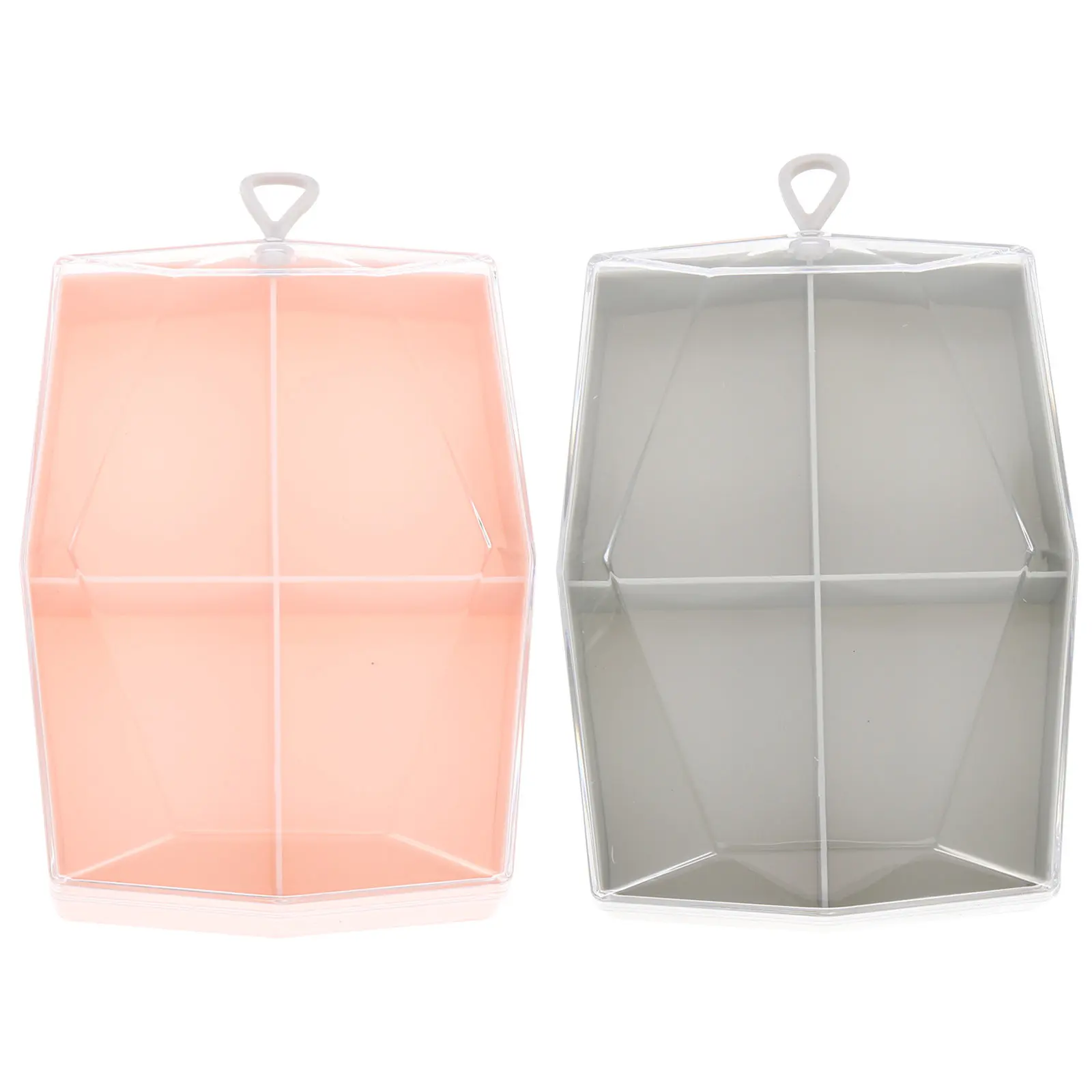 2Pcs Storage Case ABS Makeup Sponge Holder Dustproof Beauty Egg Box 4-Compartment Portable Puff Container Makeup
