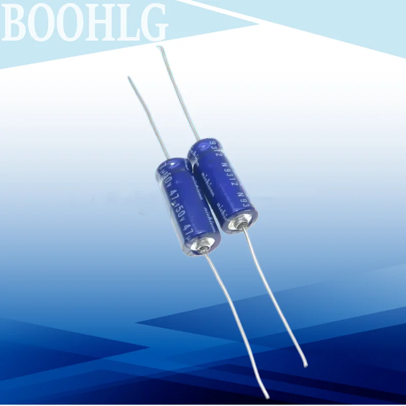 10PCS Series Imported Axial Polarized Filter Electrolytic Capacitor 50V 47uF 6X16mm