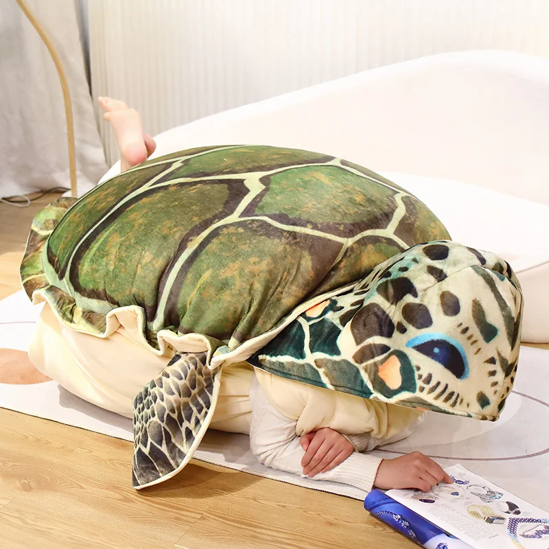 Plush Simulation Turtle Shell Wearable Plush Toy Role-Playing Decoration Sea Turtles Shell Pillow Cushion Funny Children's Gift