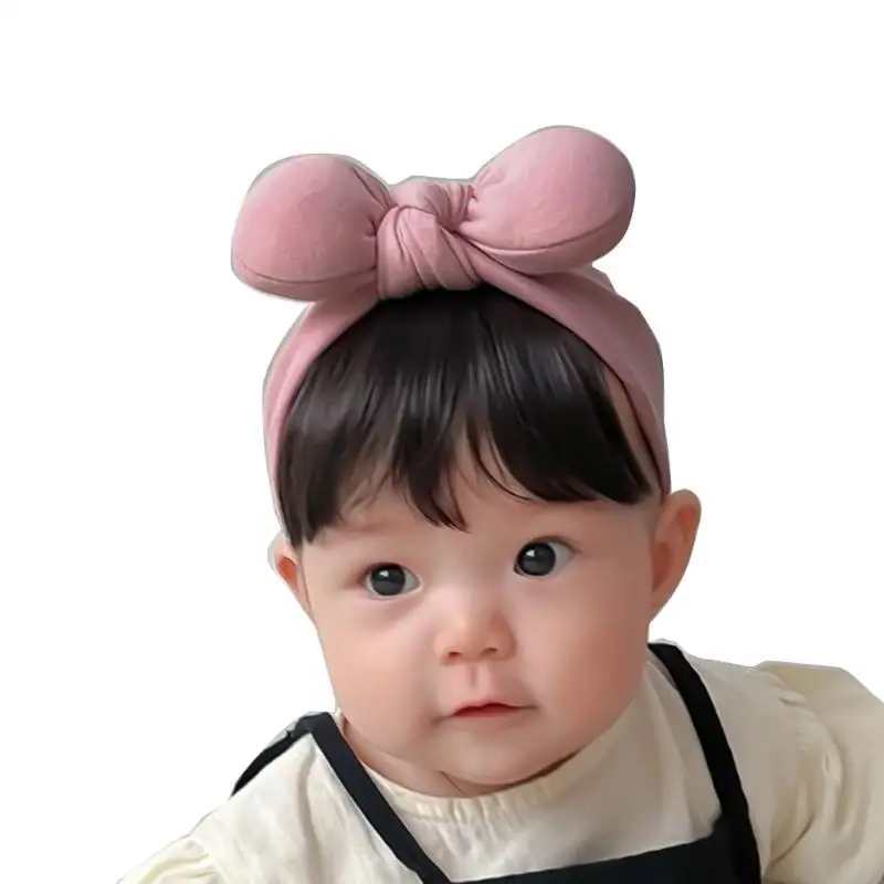 

16FE Bowknot Decor Headband Solid Color Infant Headwear Gift for Newborn Infants
