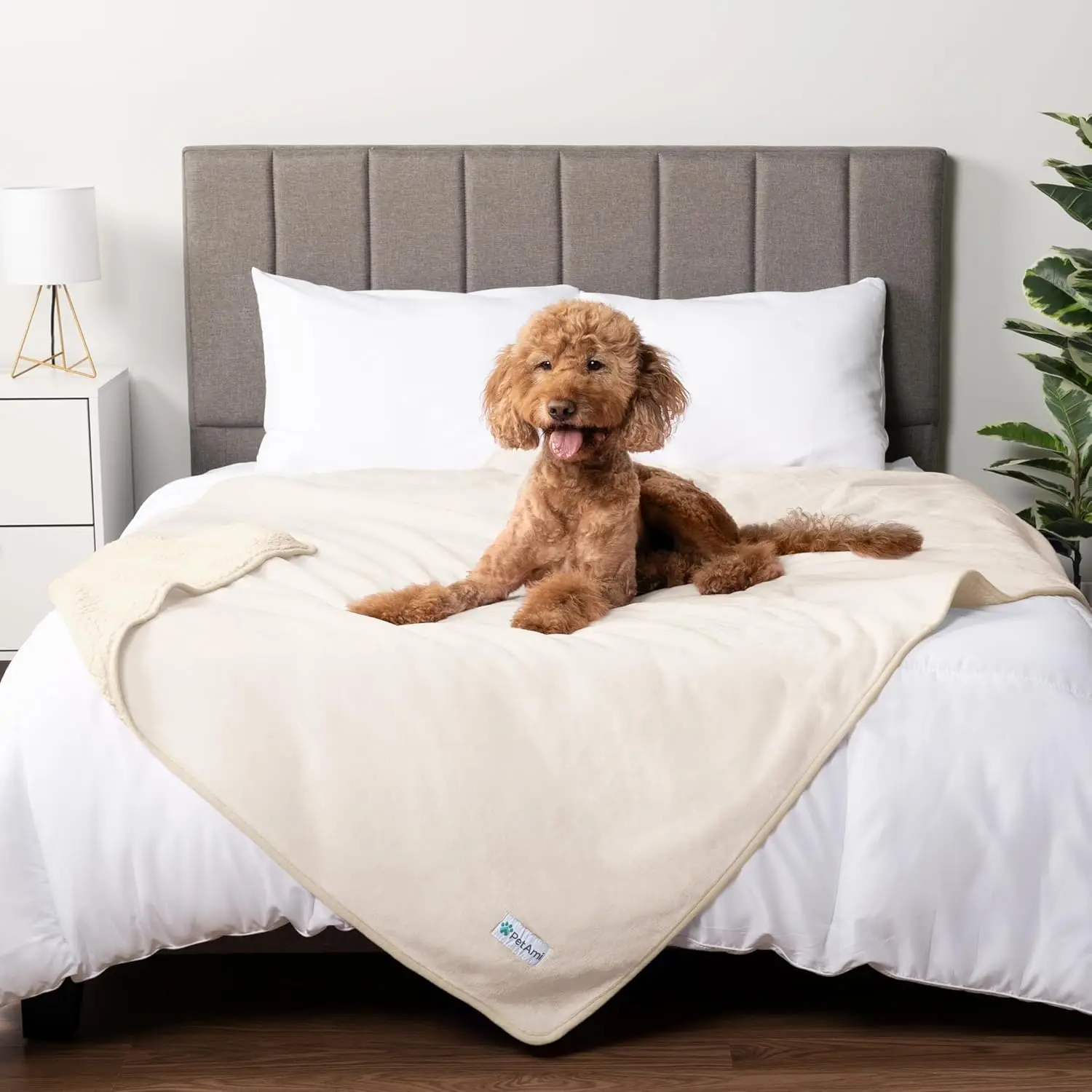 

Водонепроницаемое одеяло для больших собак, двусторонний моющийся чехол для дивана-кровати, королева 90x90, бежевый