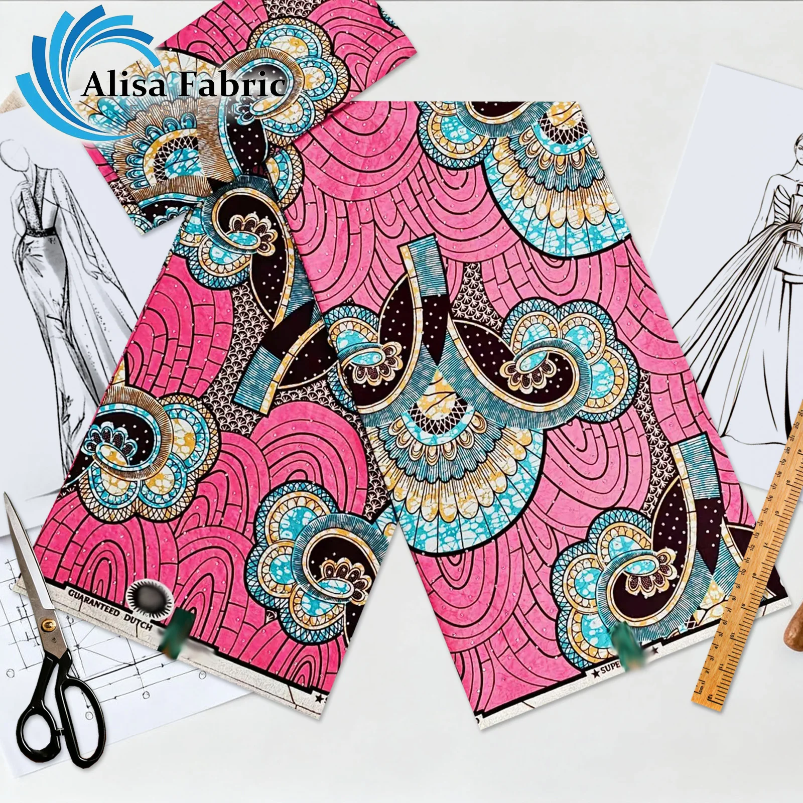 

2025 newest hot drilling African fabric wax 6yards 100% cotton Christmas nigerian fabric for evening dresses