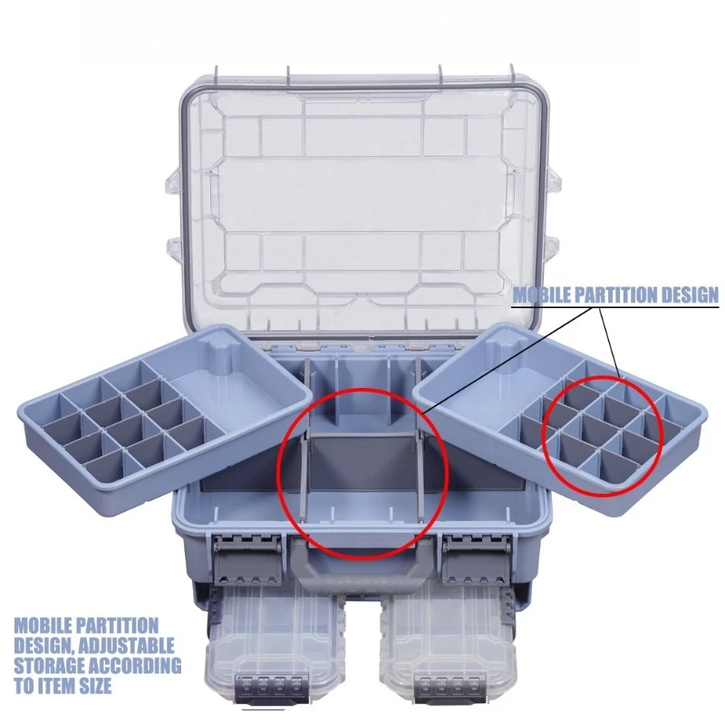 Portable and portable Luya large-capacity waterproof and multi-functional double-layer accessory box