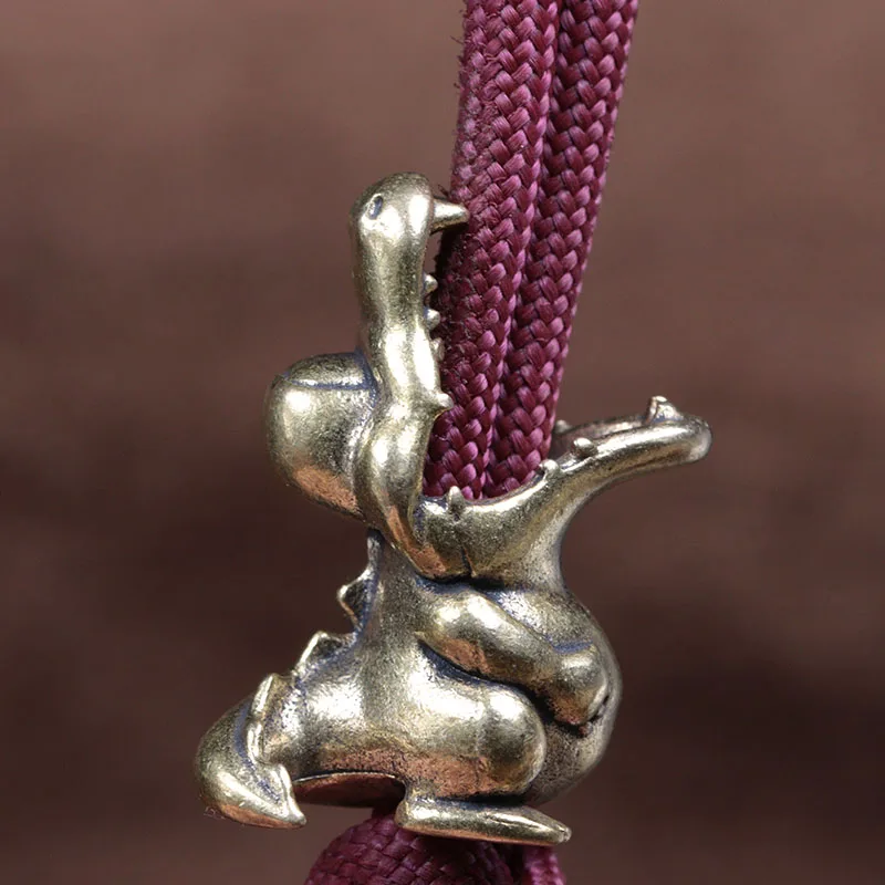 Cute Open-mouthed Dinosaur Brass Knife Beads Outdoor EDC DIY Paracord Bracelets Accessories Umbrella Rope Woven Lanyard Pendants