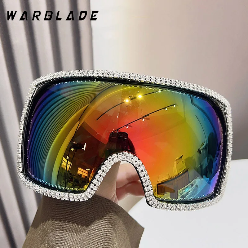 

2024 Oversized Y2k Punk Drill One-piece Sunglasses Women Men Luxury Brand Steampunk Sports Sun Glasses For Lady Windproof Goggle