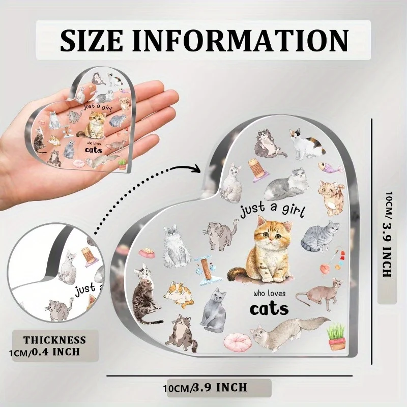 ديكور أكريليك لمحبي القطط - هدية مثالية للنساء/الفتيات، ديكور منزلي/مكتب متعدد الاستخدامات (أيام الميلاد/الأخوات/المعلمين) #2