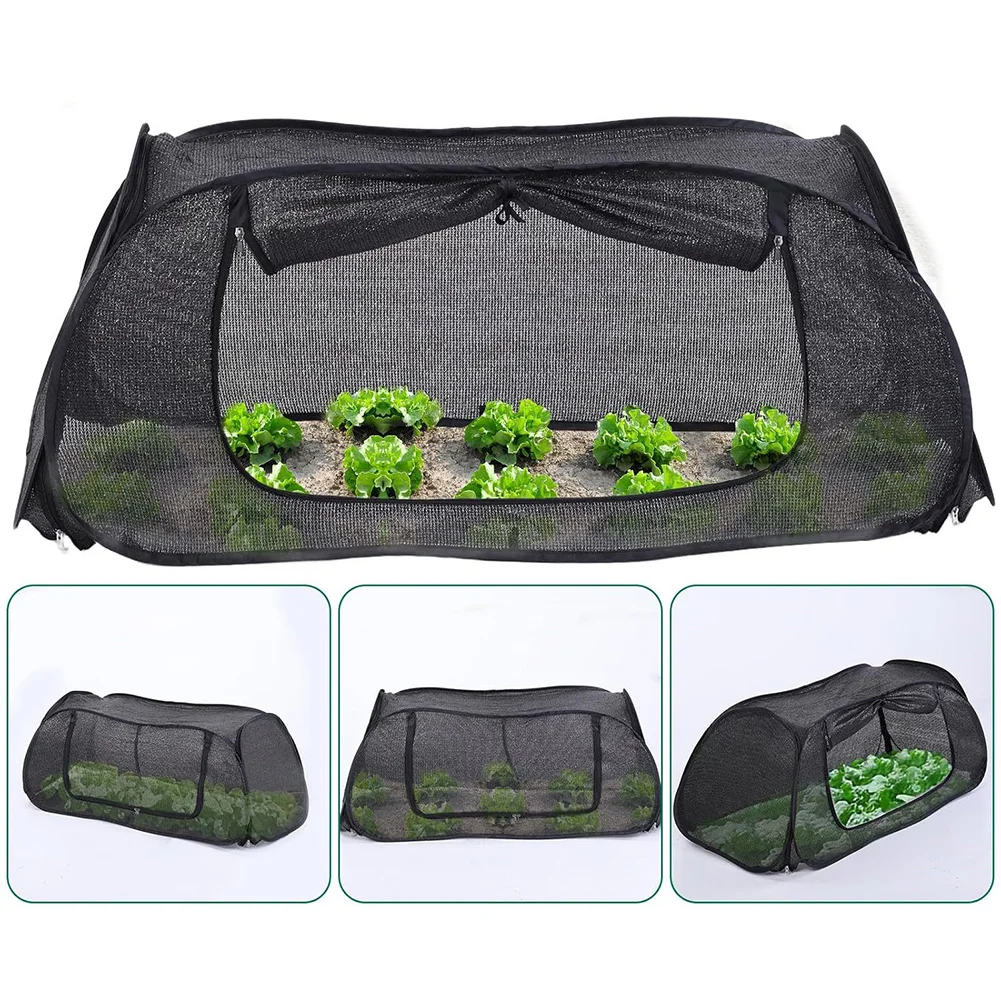 PVC and Mesh Garden Cover for Raised Beds with dual zipper vents and tool setup for fast and easy installation