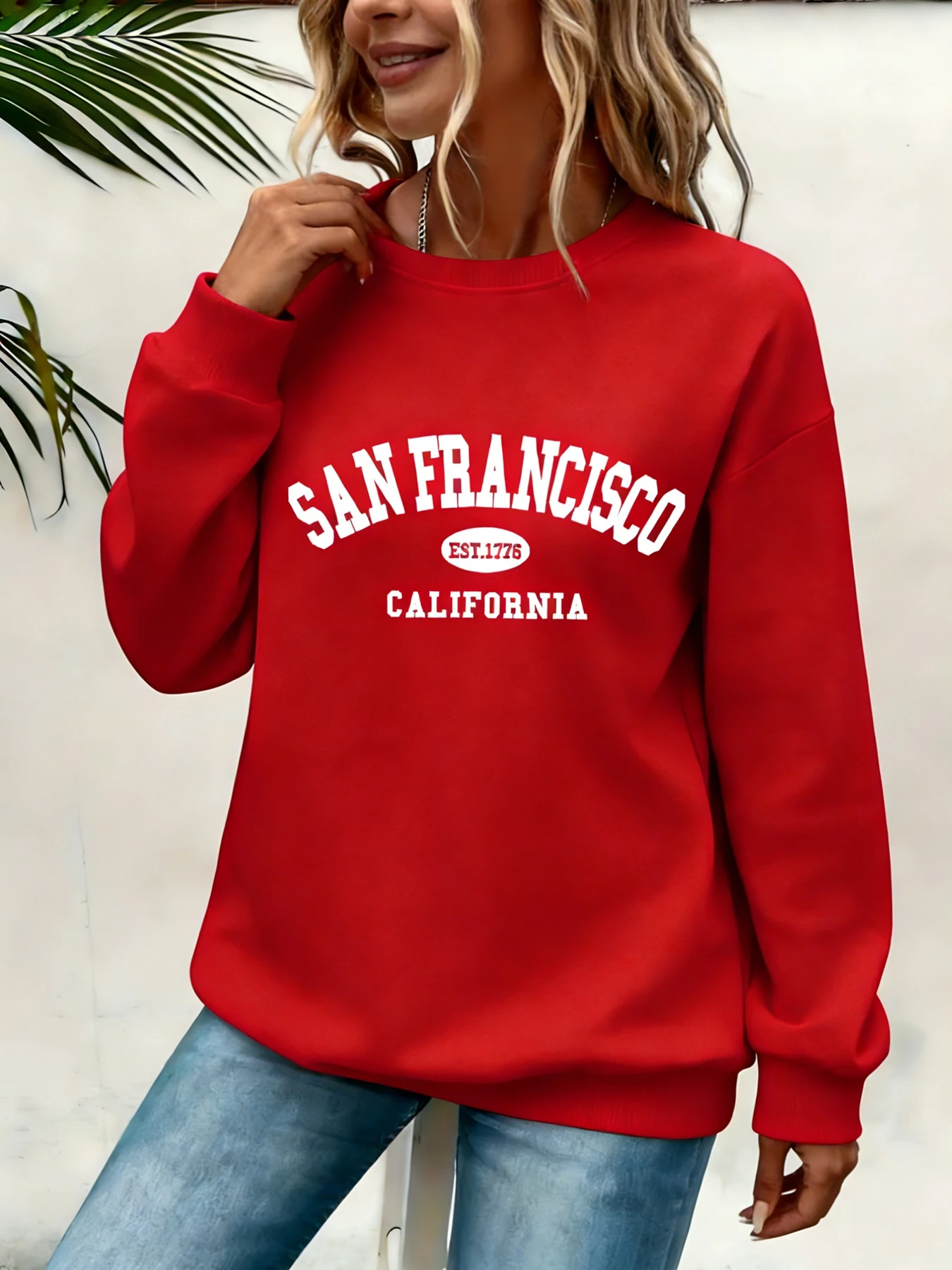 Sweat-shirts pour femmes San Francisco EST.1776 Badge California Text Pullover Retro Cozy Casual Clothing Winter Warm Fleece Hoody