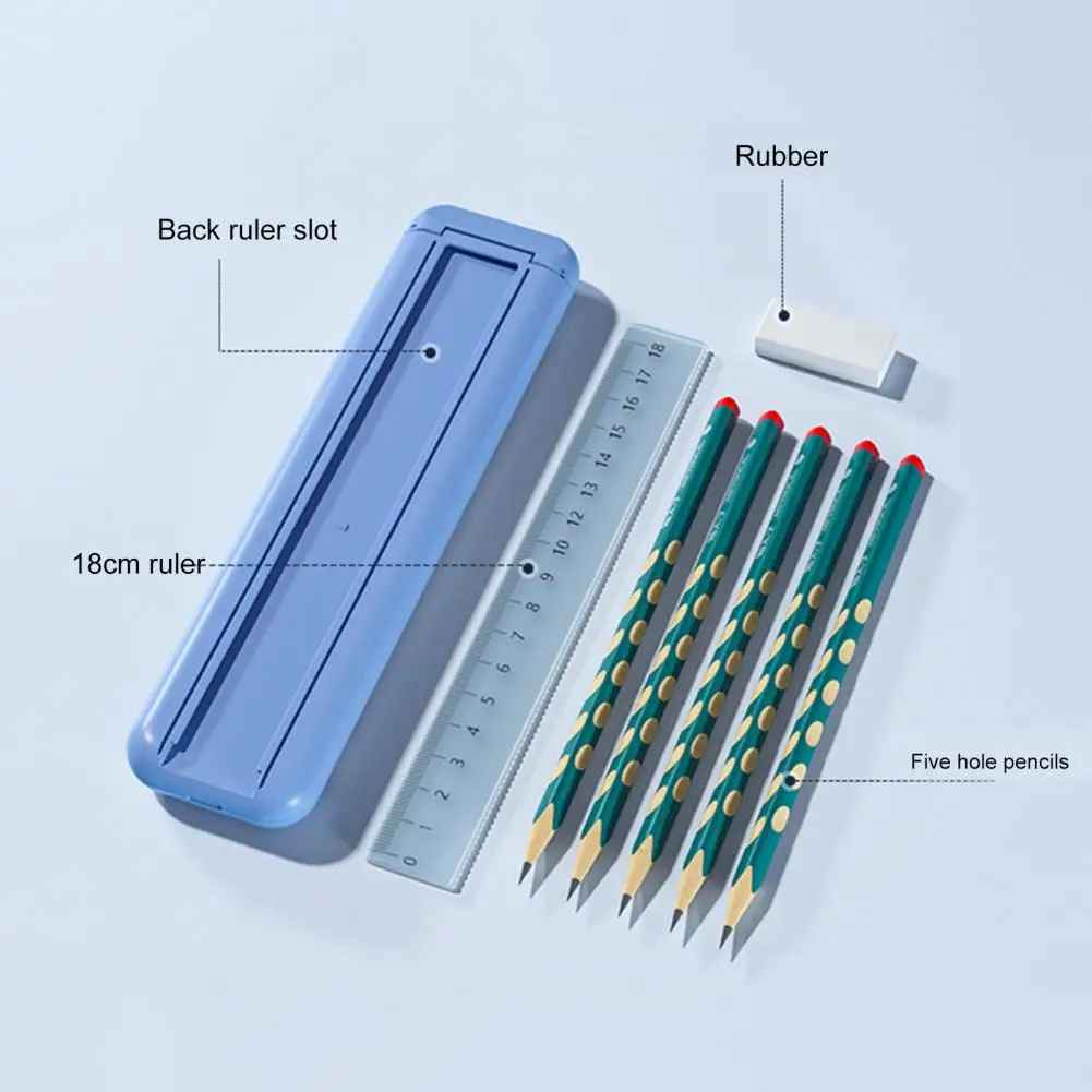 Pencil Case Practical Pencil Organizer with Ruler and Eraser Student Children Storage Box Desk Organizer School Supplies