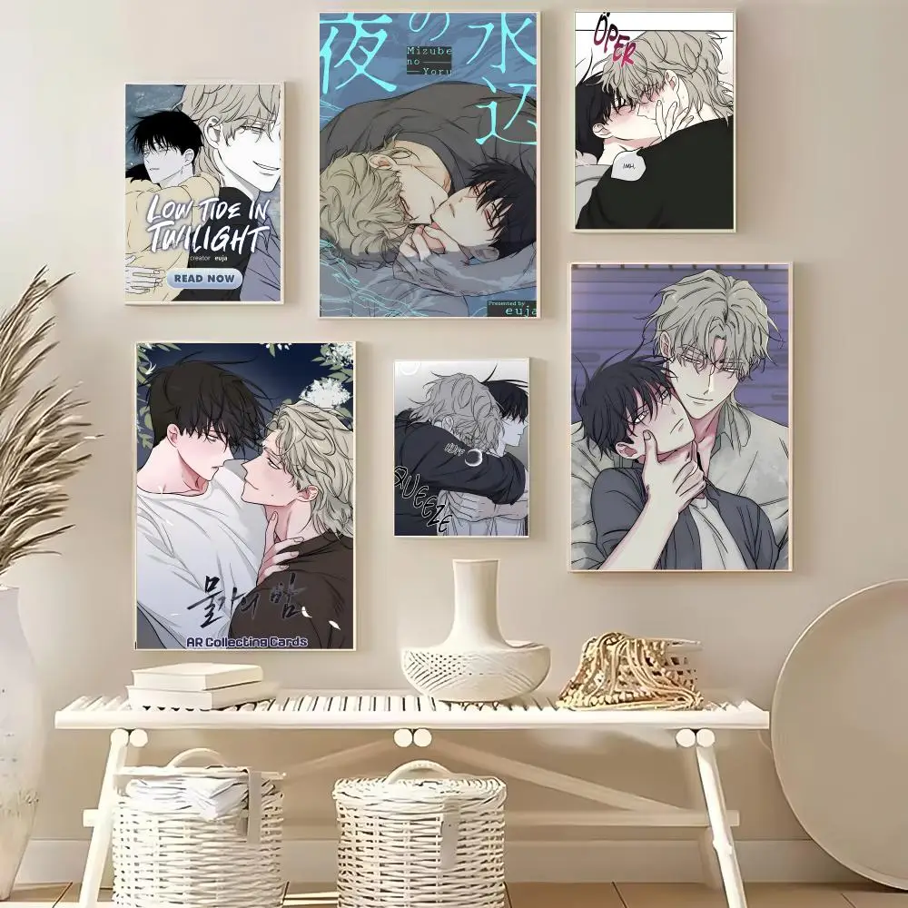 أنيمي BL L-المنخفضة المد في الشفق اللوحة الخط HD طباعة تجعد الفن صور لغرفة المعيشة ديكور جدران المنزل قماش