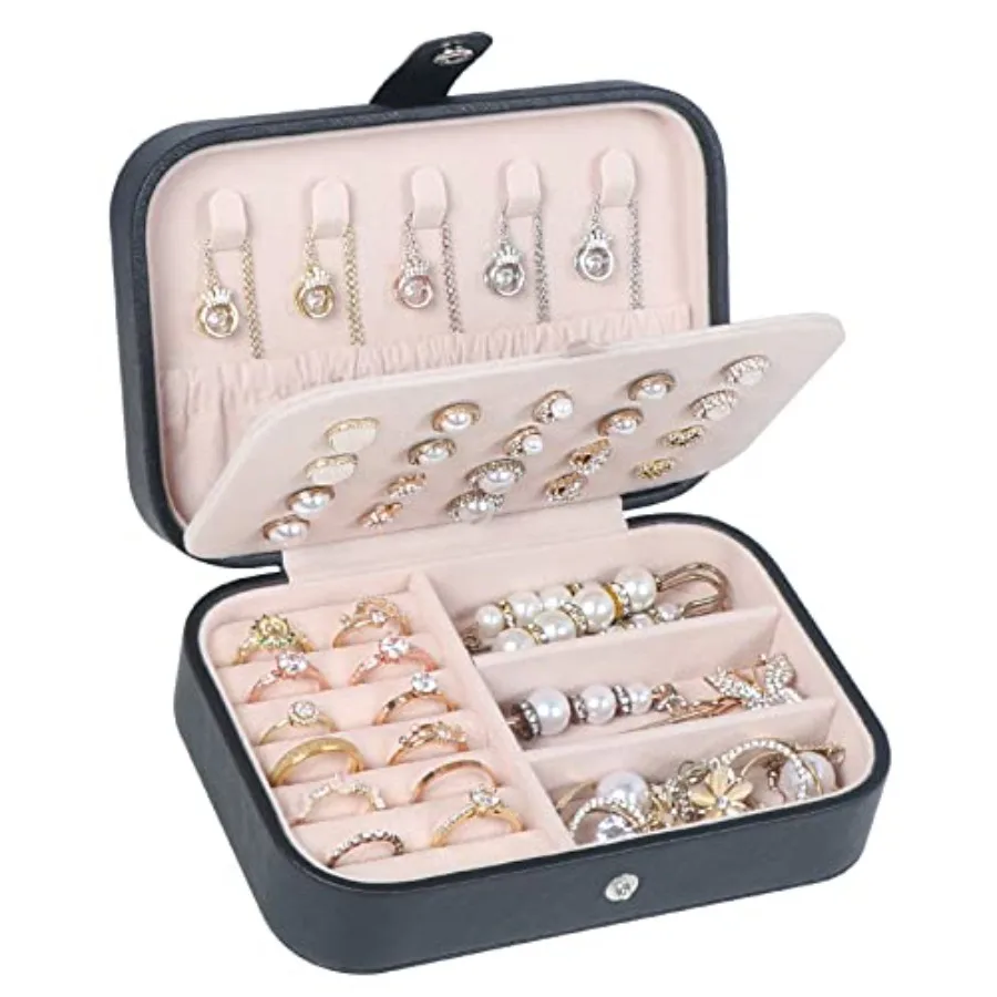 

Travel Jewelry Box, PU Leather Small Jewelry Organizer for Women Girls, Portable Mini Travel Case Display Storage Holder Boxes
