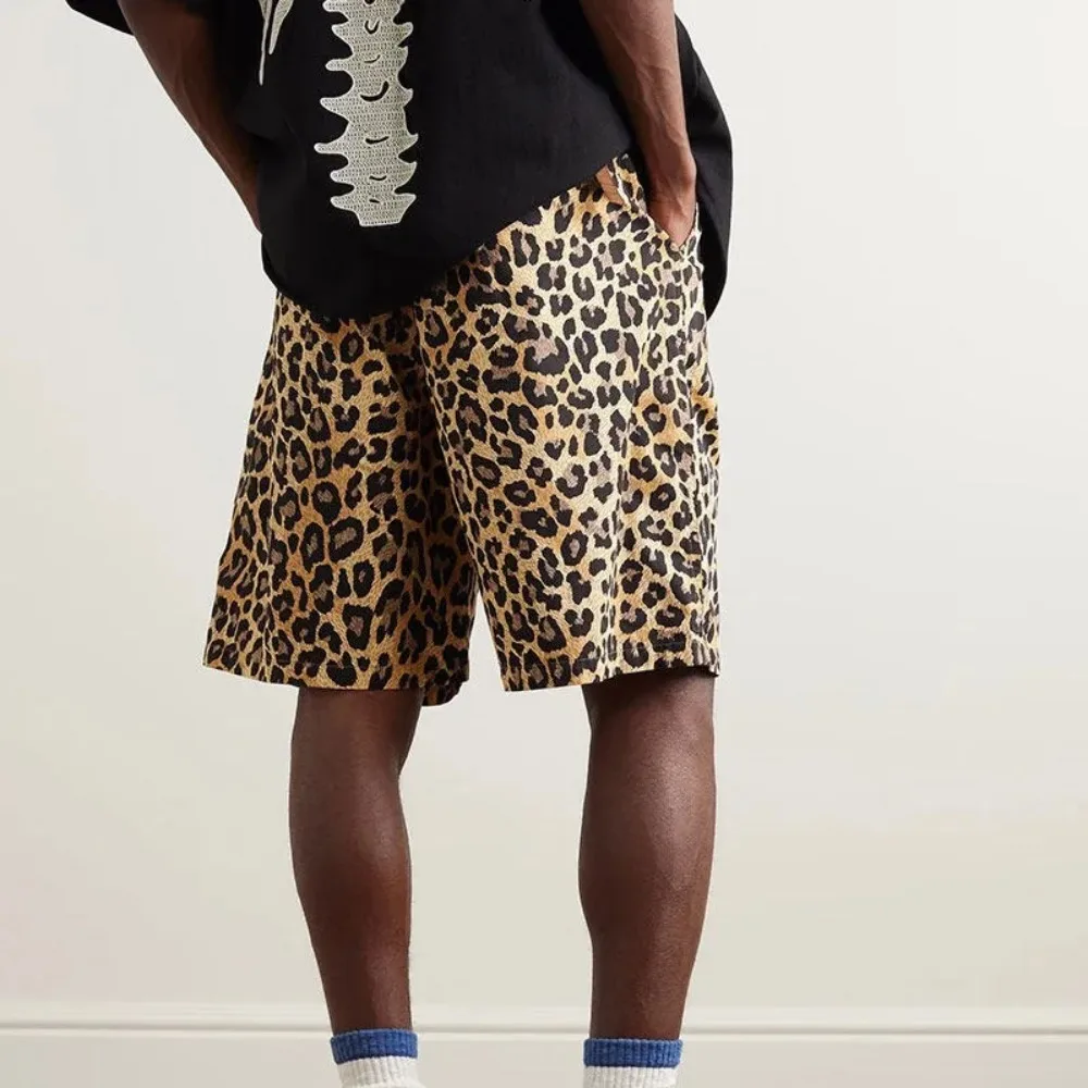 Japanese Style KAPITAL Hirata Shorts Leopard Print Men's Loose Casual Shorts