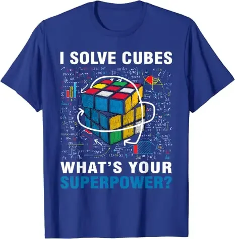 Math Lovers Students Nerds Graphic Tee Tops Schoolwear Clothes Novelty Gifts I Solve Cubes Superpower Funny Speed Cubing T-Shirt