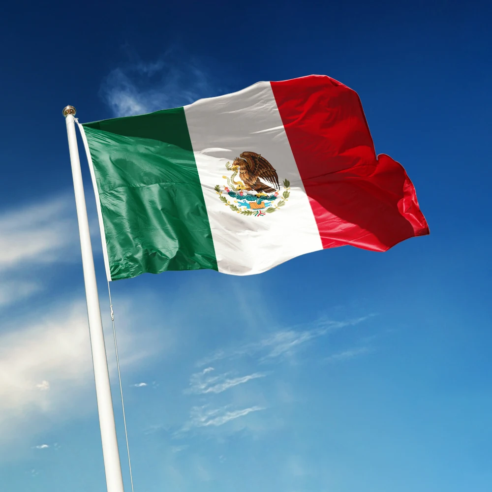 3x5 Ft Mexico Flag Vivid Color and Fade proof Canvas Mexican Mexicanos Flags Polyester with Brass Grommets 3 X 5 Ft