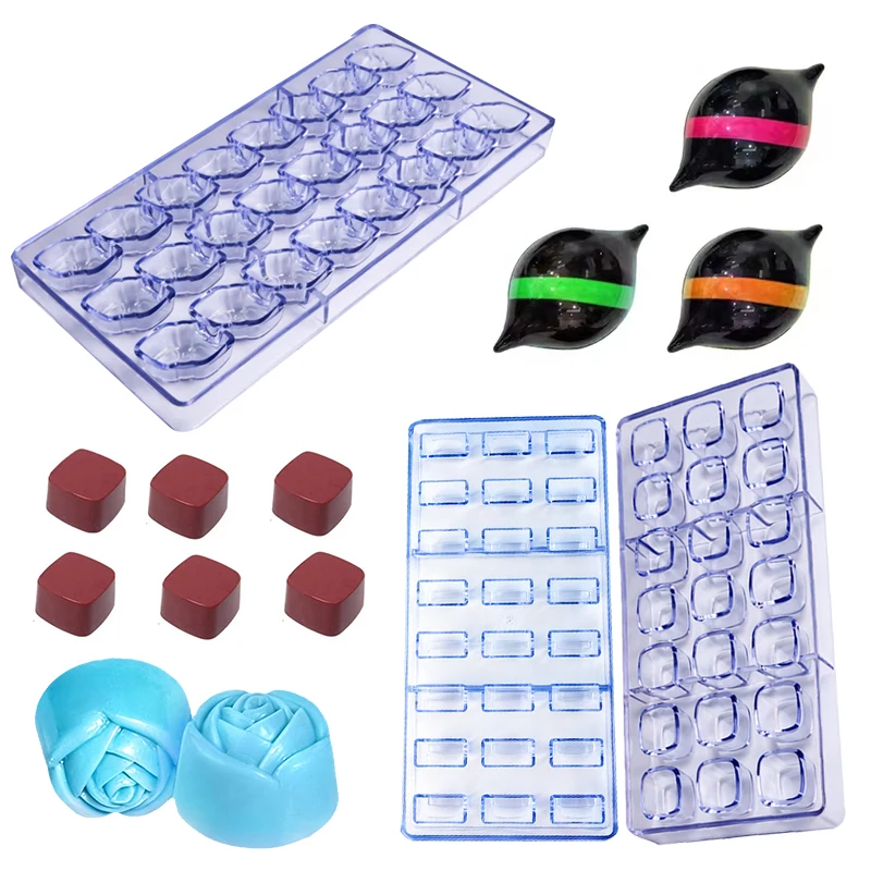 1 molde para dar forma al Chocolate hecho a mano, pirámide de labios, cubo Diagonal, limón, diamante, rosa, bolso de fútbol, corazón, bombones, herramienta para hornear ZYF