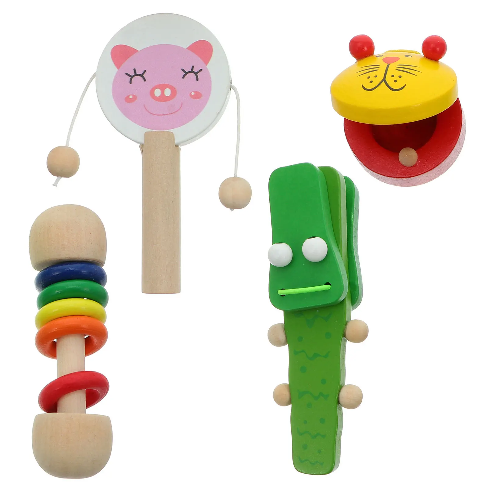 

1Set Educational Musical Instrument Set for Kids Wood Clappers Rainbow Handbell Fine Workmanship Music Cognition Development