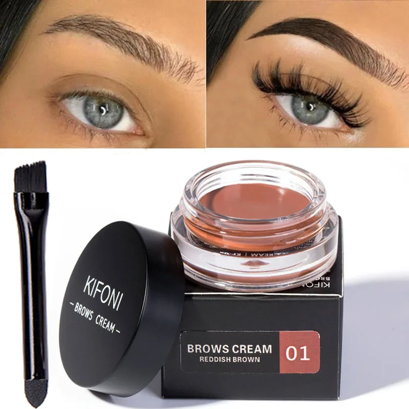 Waterproof  Eyebrow Enhancers Cream 5 Colors Long Lasting Eyebrow Natural Quick-drying Eyebrow Cream with Eyebrow Brush Cream