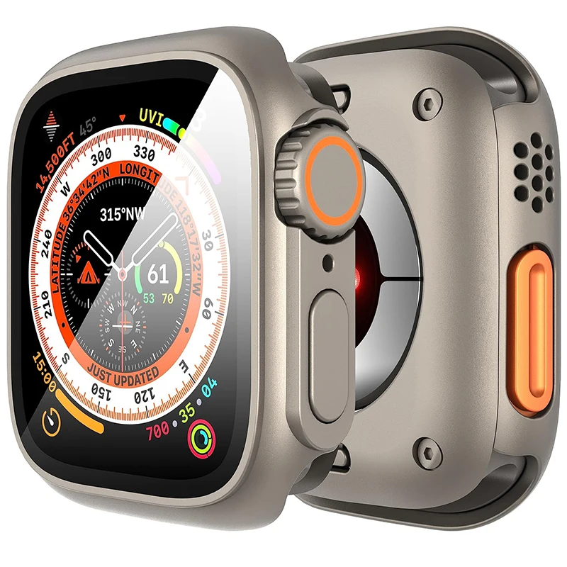 Displayschutzfolie für Apple Watch 44mm 45 40 41mm Harte PC-Schutzhülle für iWatch Series 9 8 7 SE 6 5 4 Umwandlung in Ultra-Optik