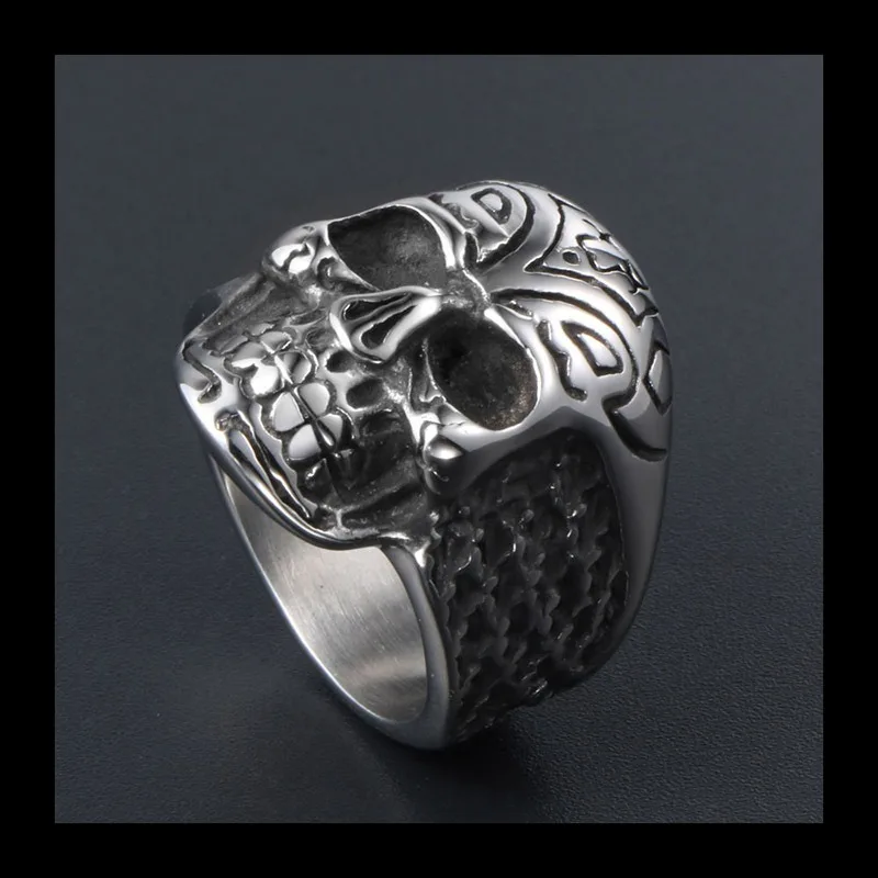 الرجعية القديمة الجمجمة مبالغ فيها التيتانيوم الصلب الدائري، رجل عصري الإبهام الدائري مجوهرات من صلب لا يصدأ SA541