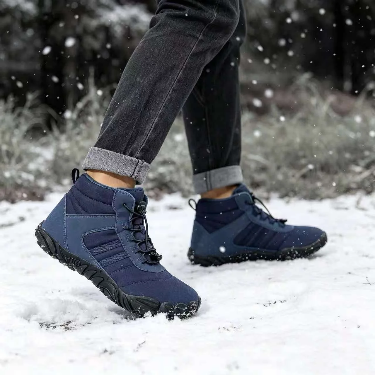Men Winter Snow Boots Waterproof Plush Lined Ankle Boots Non-slip Rubber Sole Outdoor Hiking Ski Warm Men's Winter Shoes Botas H