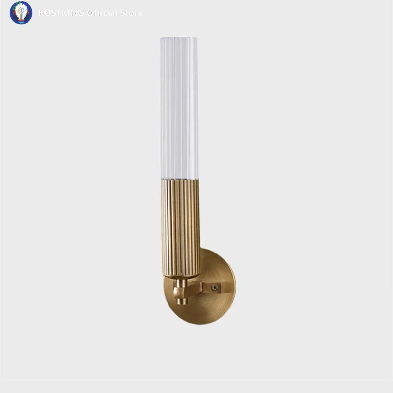Candle shape brass wall lamp, dining room decoration lamp, home bedside bedroom light, study lamp, multi-purpose copper lamp