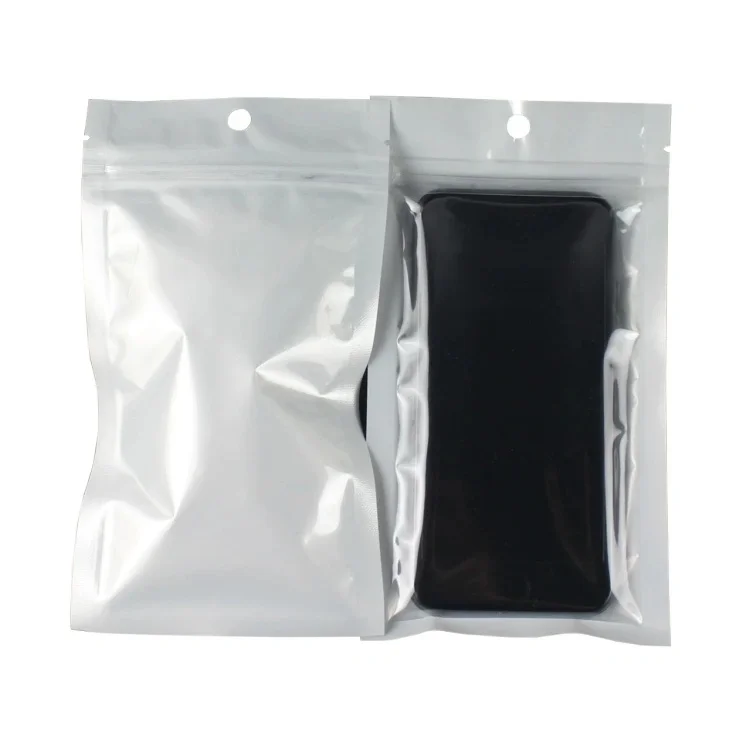 100PCS Clear White Ziplock Packaging Bag DIY Logo Snack Candy Phone Case Jewelry Bracelet Wedding Gift Hanging Storage Pouches