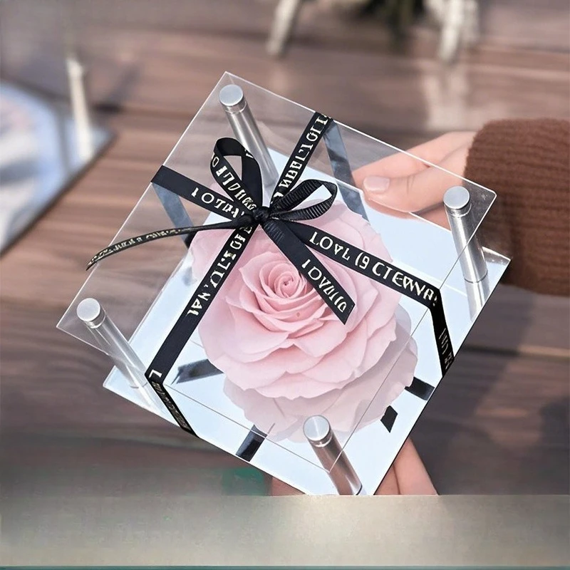 

Acrylic preserved flower box - premium mirror finish, customizable empty box - perfect for mother's day & valentine's day gifts