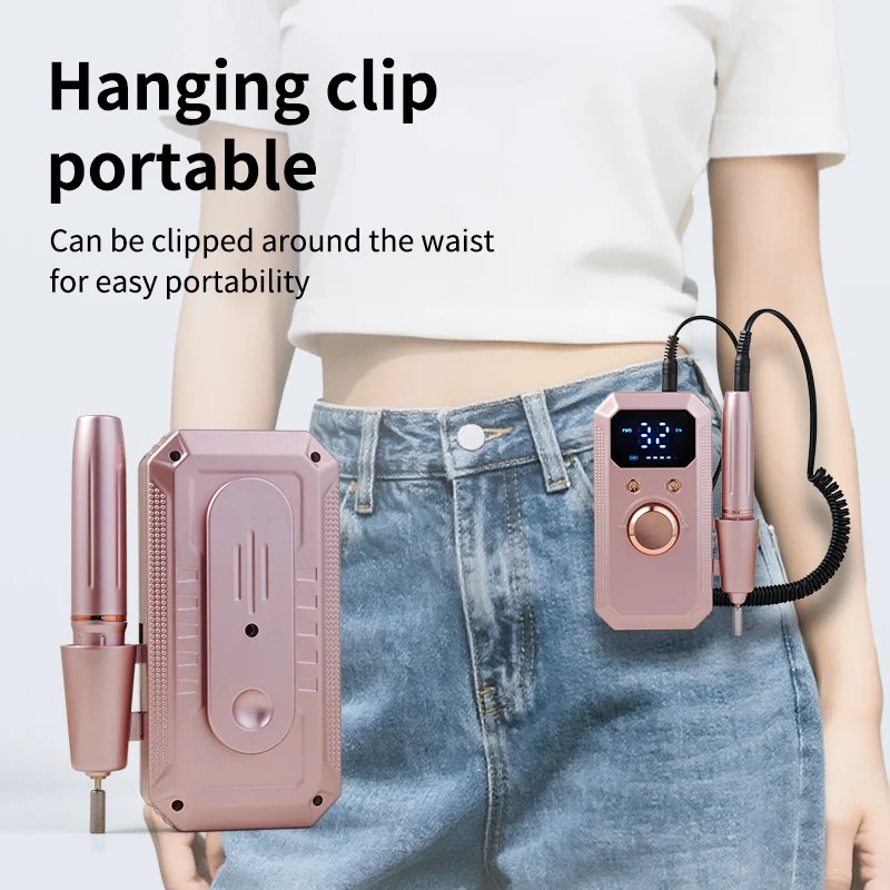 Perceuse à ongles électrique professionnelle Rechargeable, 32000 tr/min, Kit de lime à ongles Portable sans fil pour enlever les ongles en Gel acrylique