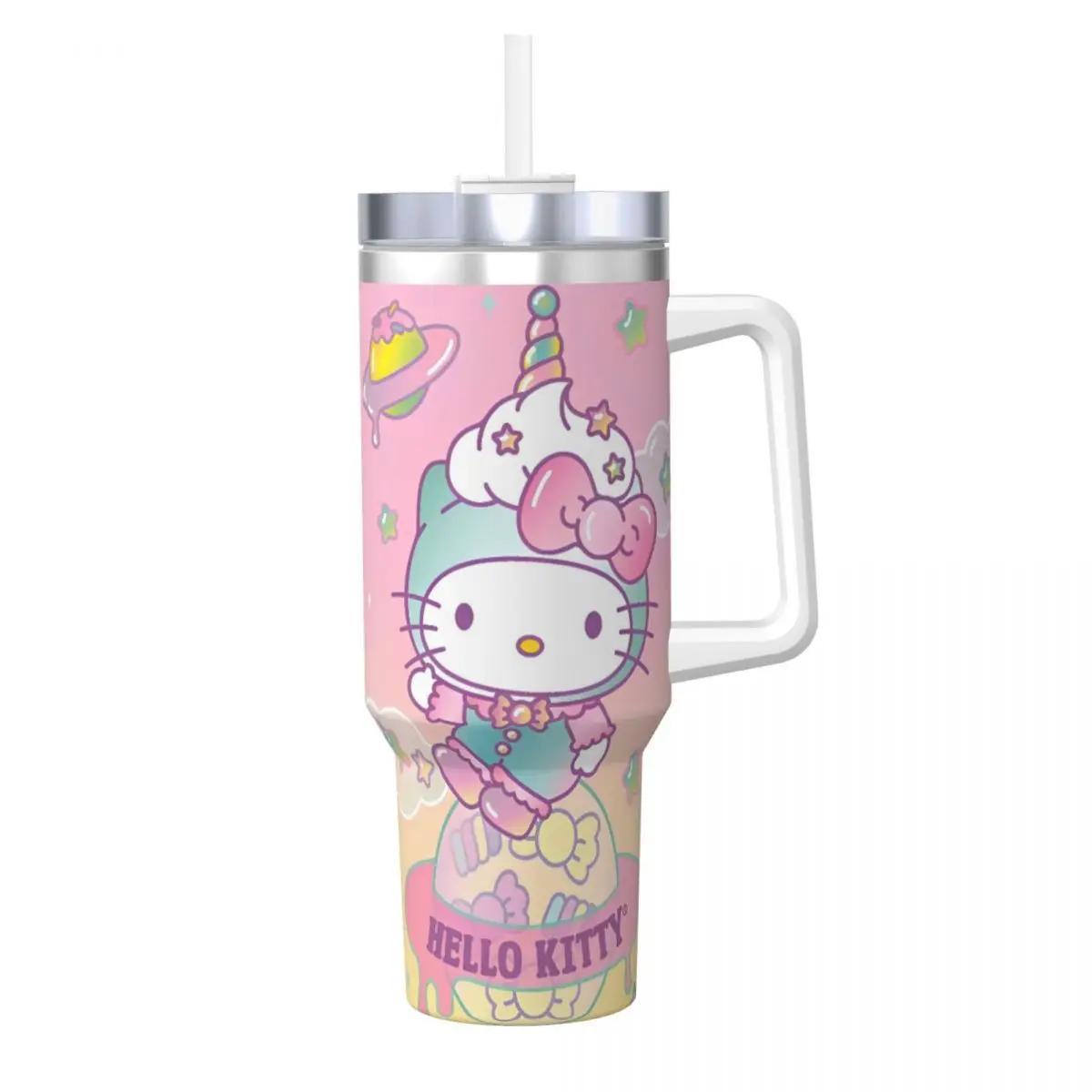 Stainless Steel Tumbler Hello Kitty Miniso Large Capacity Thermal Cups Insulated Cold Drink Car Mugs Camping Custom Water Bottle